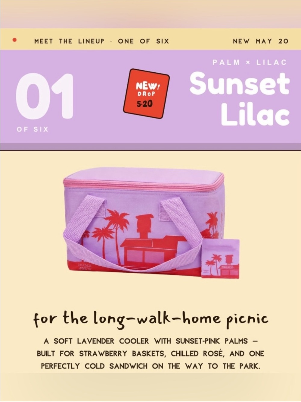 NWT, Trader Joe’s Limited Edition Lilac Insulated Bag, Lunch Bag